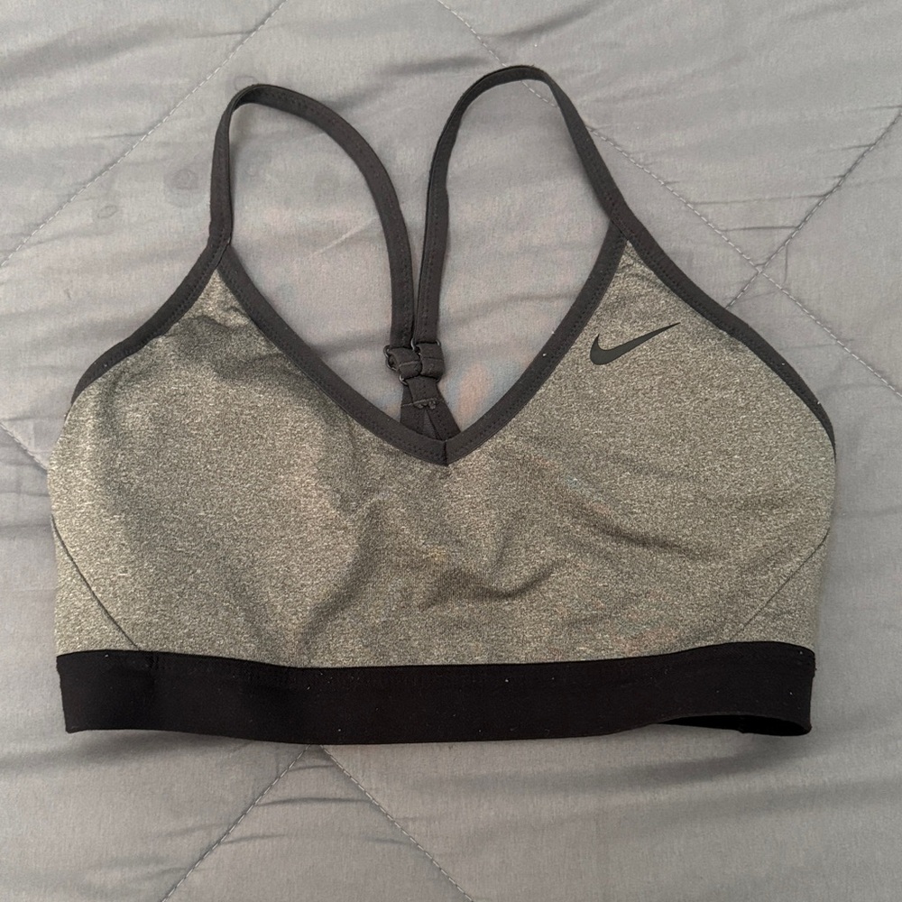 Nike Heather Gray and Black Sports Bra